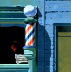 CottinghamBarber "Barber Shop" by Robert Cottingham / www.seavestcollection.org